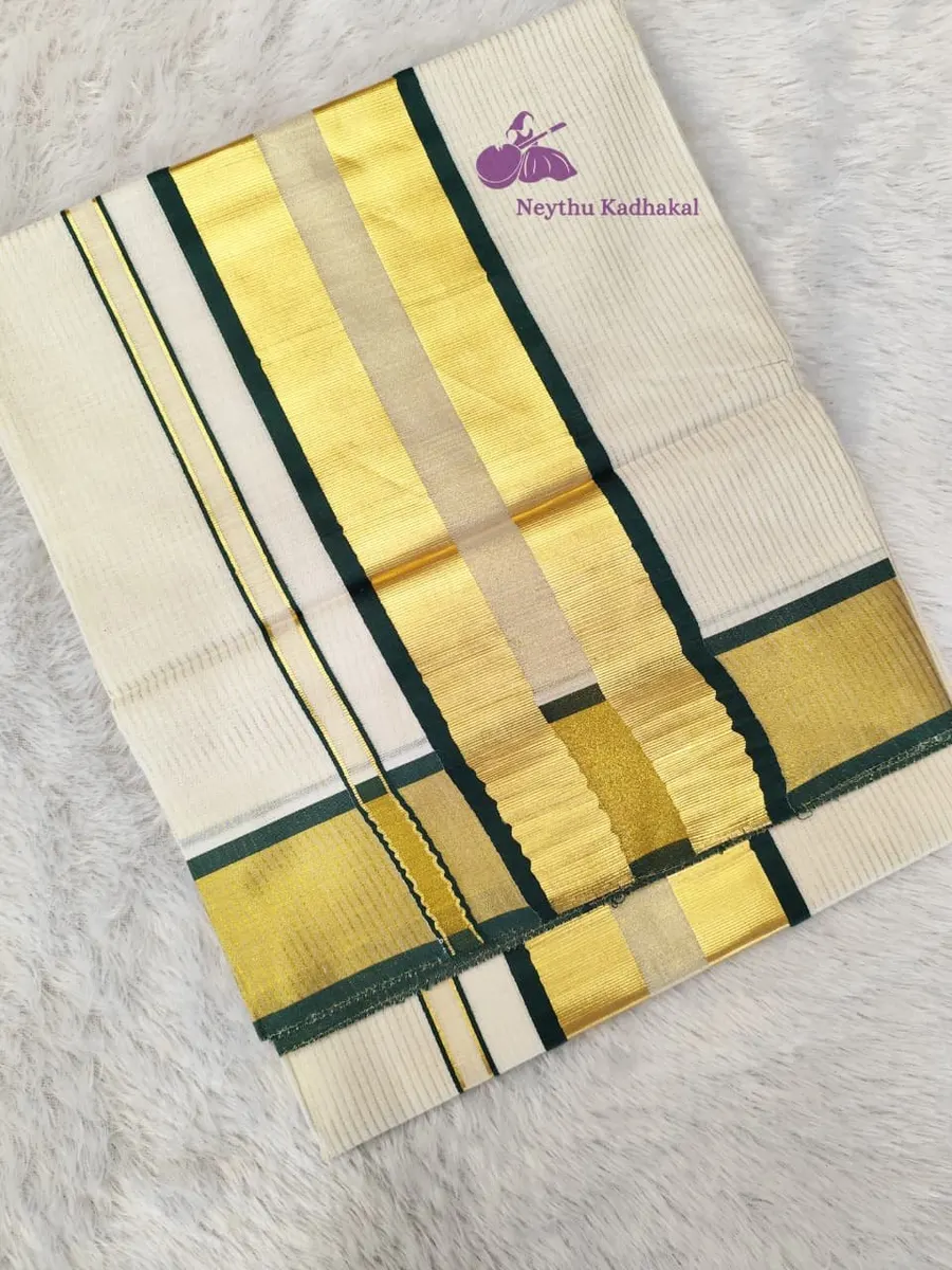 Mridula - 4*5 Micro Line Saree - DarkGreen - view 1