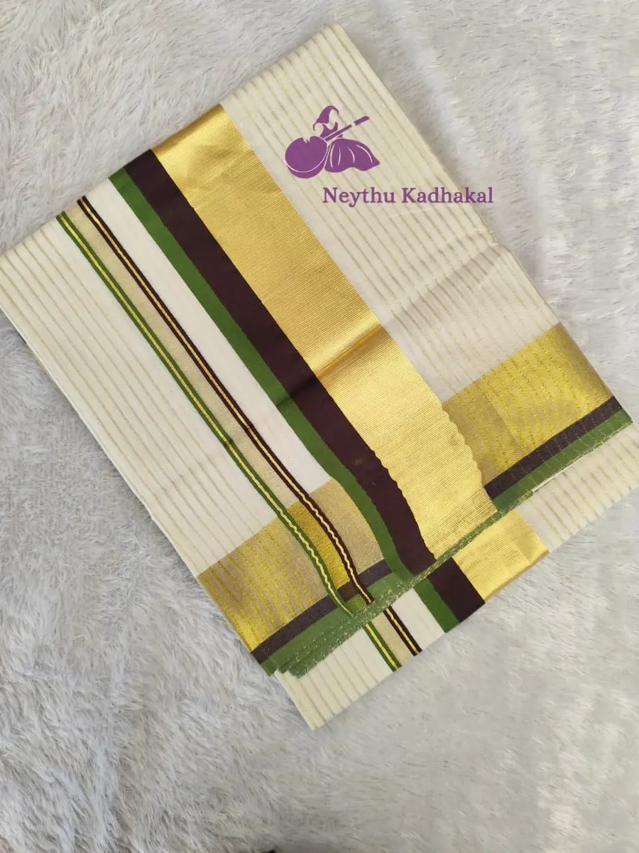 CoffeeBrown & Green - 4*4 DC Line Saree - KAIRALI (IT) - view 1