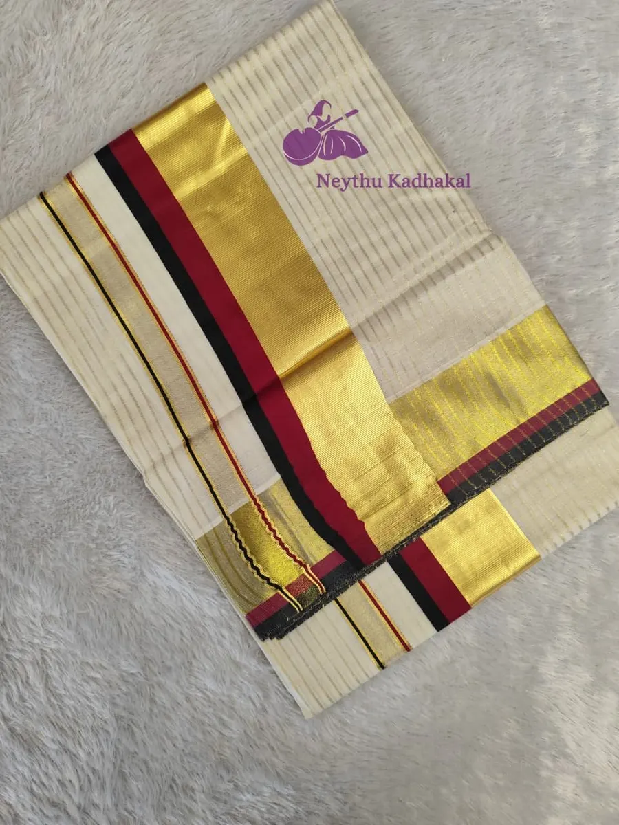 Black & Maroon - 4*4 DC line Saree - Kairali (IT) - view 1
