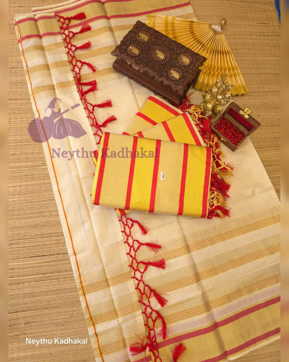 Golden Kasav With Red Border - Kara With Kasav thumbnail 3