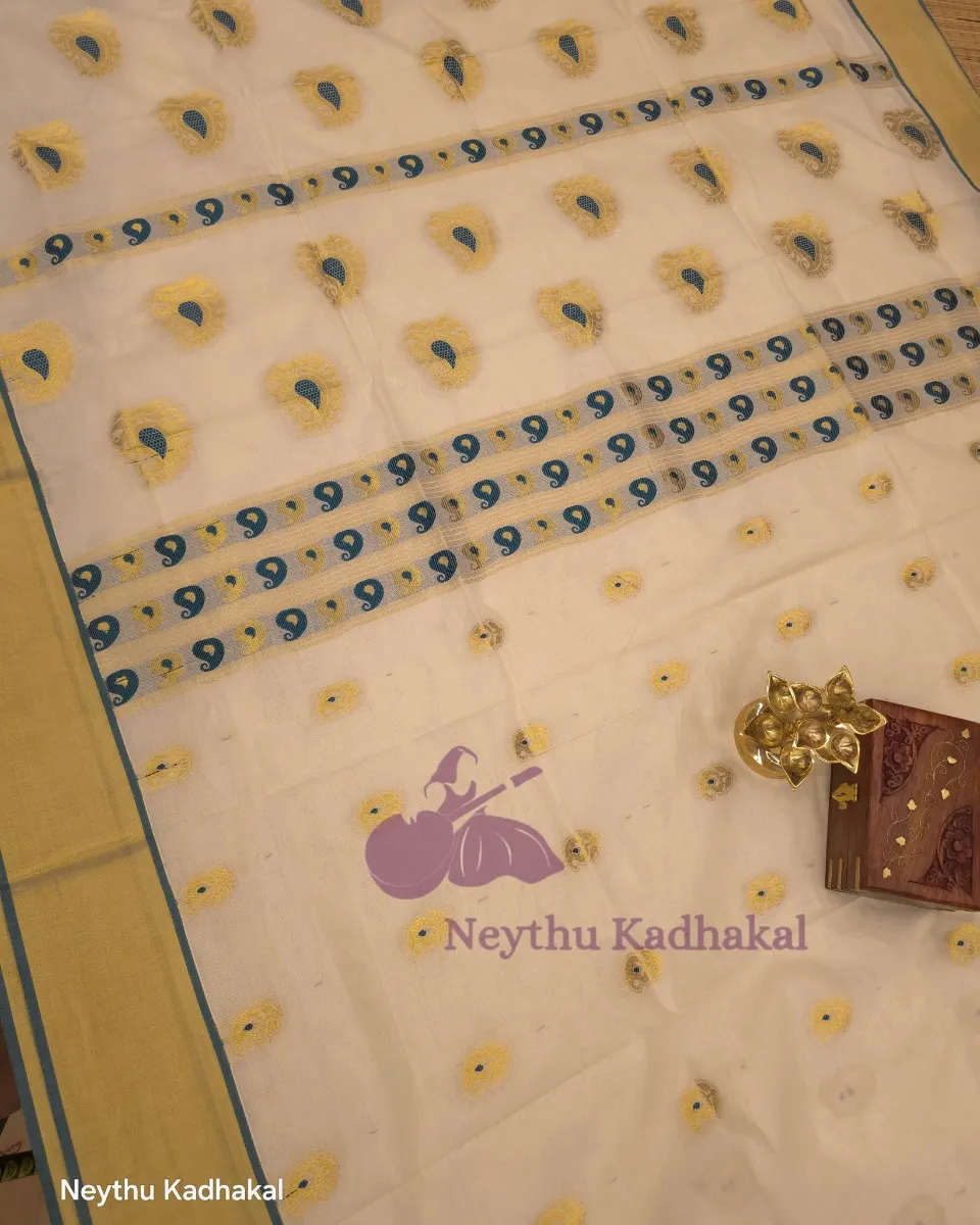 MEENA PUTTA KASAVU SET SAREE - Peacock Green thumbnail 2