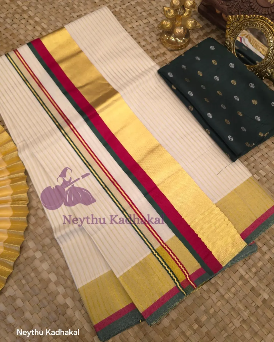 Golden Kasav With Maroon & DarkGreen - Kara With Kasav SS thumbnail 2