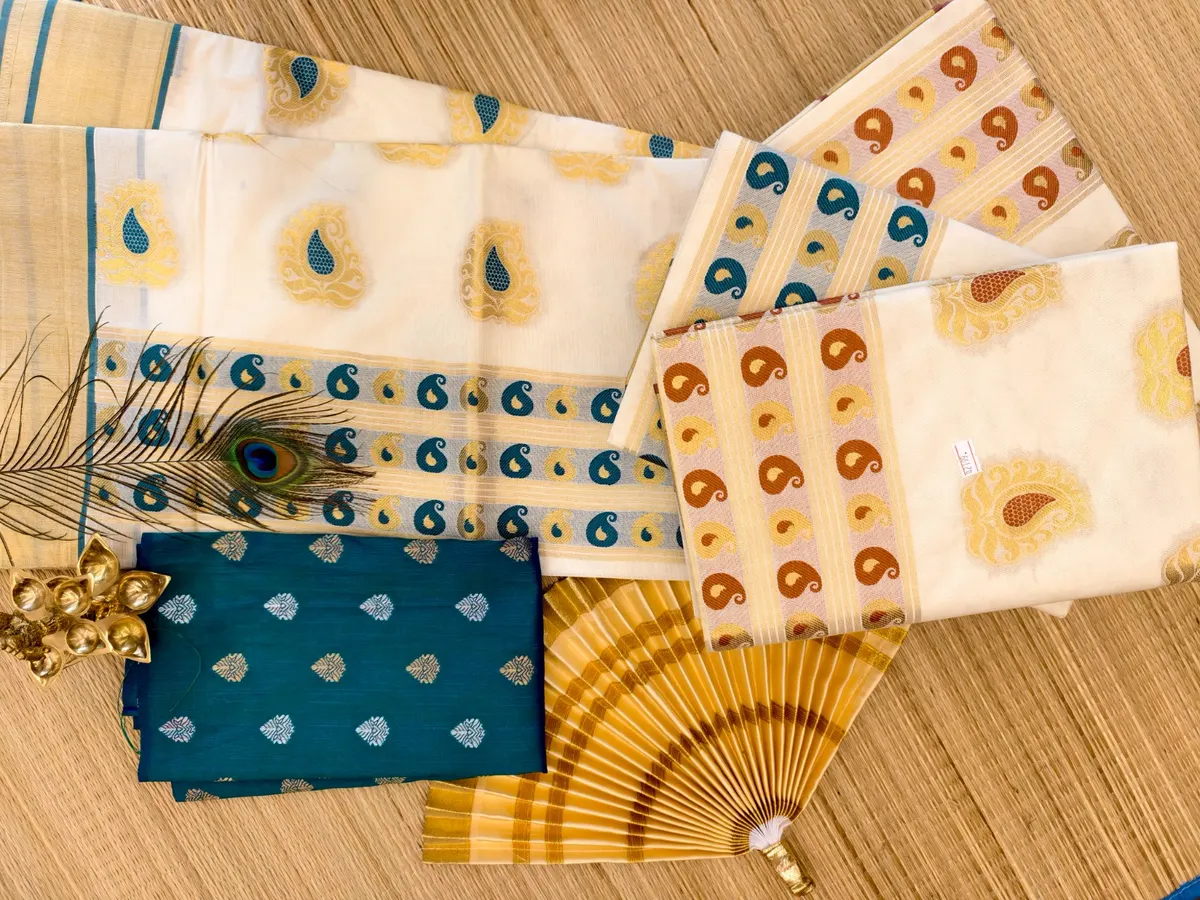 MEENA PUTTA KASAVU SET SAREE - Peacock Green thumbnail 5