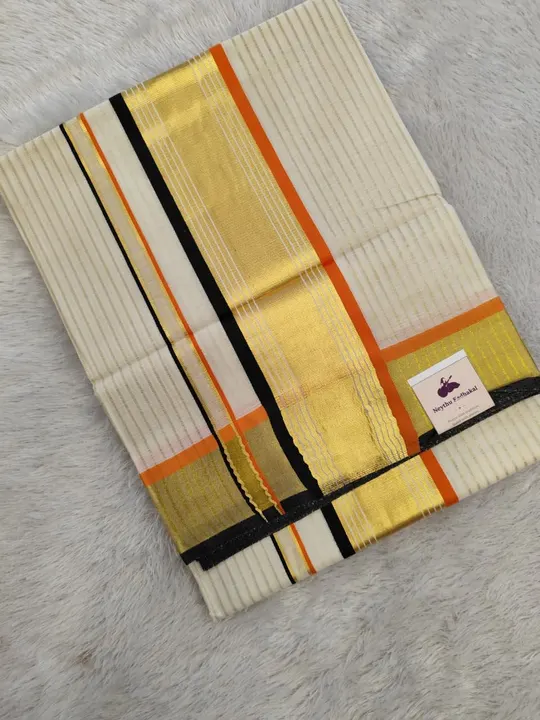 JANAKI - Orange & Black - 4*4 Kotta Line saree