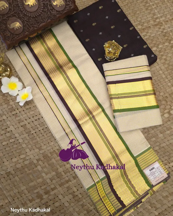 Mayukha - CoffeeBrown & Green - 4*4 Micro Check SetMund