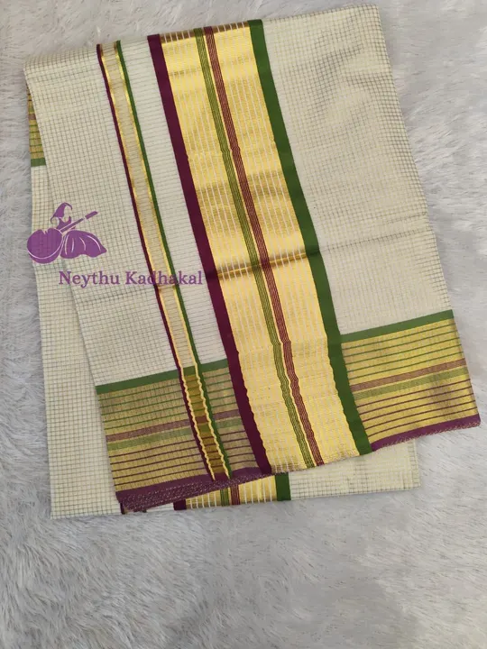 Green & Maroon - 4*4 Micro Check Saree - VAIDEHI (BP)