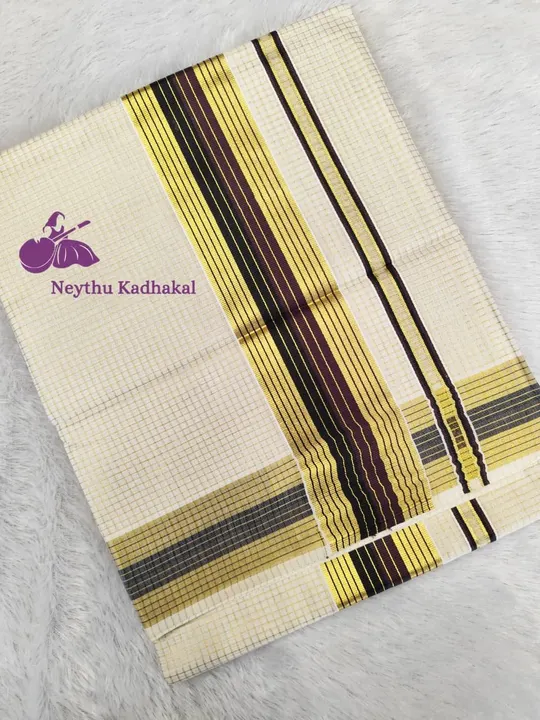 Devi - Black & Coffeebrown - Fancy Check Saree