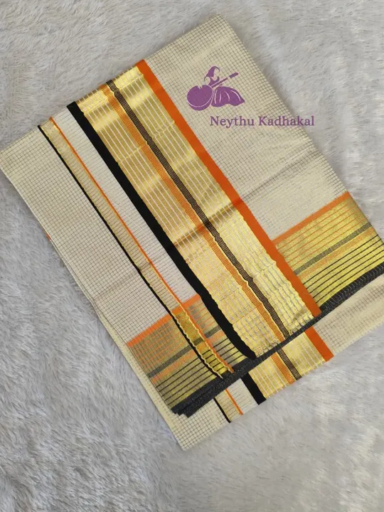 Black & Orange - 4*4 Micro Check saree - VAIDEHI (BP)