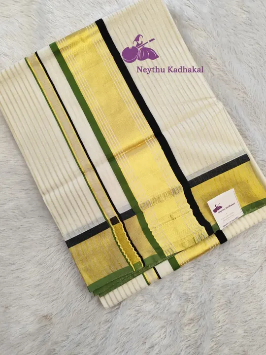 JANAKI - Green & Black - 4*4 Kotta Line saree