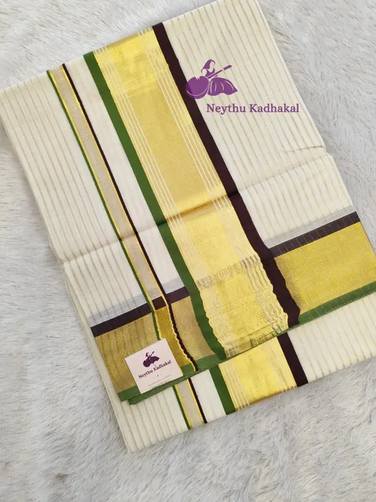 JANAKI - CoffeeBrown & Green - 4*4 Kotta Line Saree
