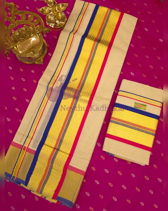 4*4 MICRO Check LJ Set Mund - Blue & Red Goldenline Kasavu