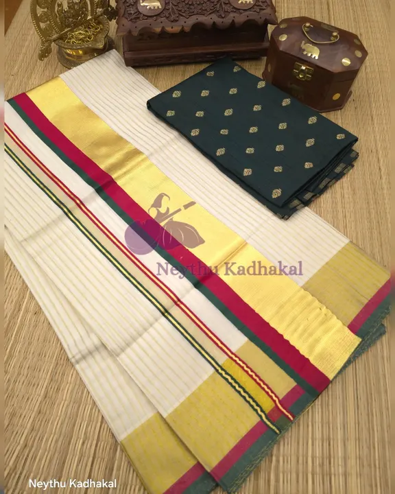 Golden Kasav With Maroon & DarkGreen - Kara With Kasav SS