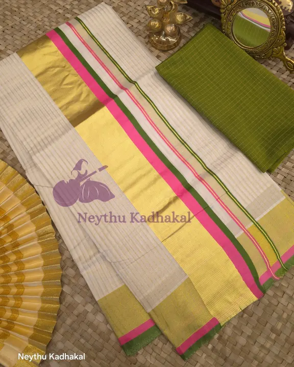 Golden Kasav With Pink & Green - Kara With Kasav SS