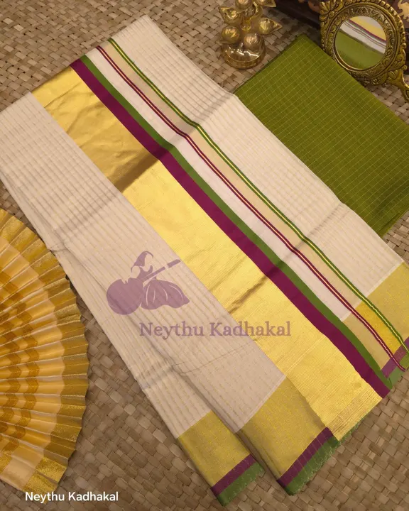 Golden Kasav With Purple & LightGreen - Kara With Kasav SS