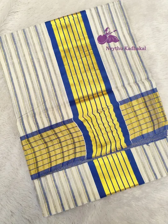 Neelambari - Blue Gold Stripe Saree