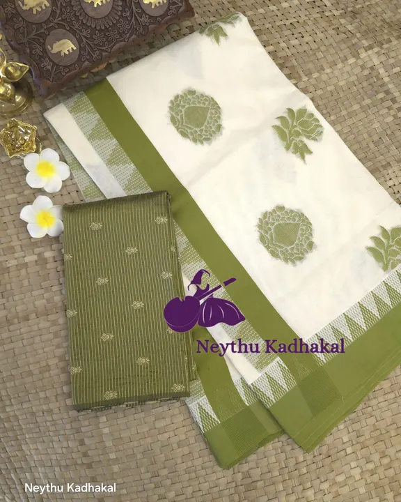 Mallika - Olive Green - Jacquard Weaving Saree