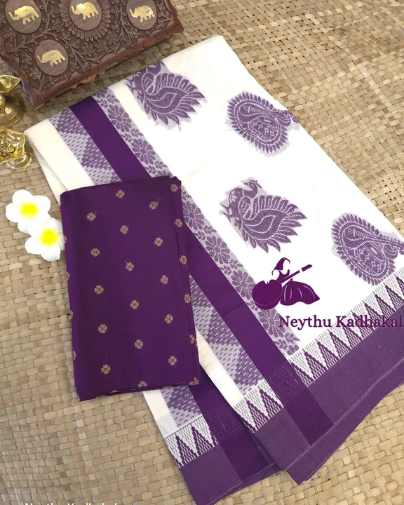 Mallika - Violet - Jacquard Weaving Saree