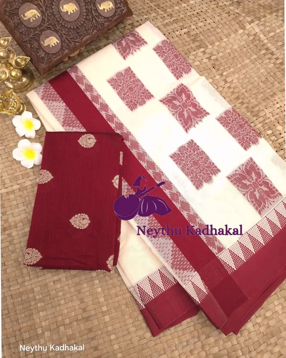 Mallika - Maroon - Jacquard Weaving Saree